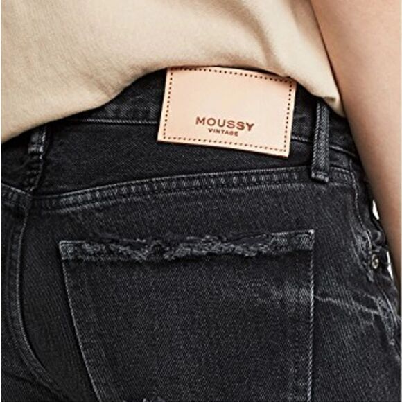 Moussy Vintage MV Kelley Distressed Tapered Jeans In Black Size 24 NWT - Picture 5 of 10